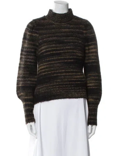 Pre-owned Veronica Beard Alpaca Striped Sweater In Black