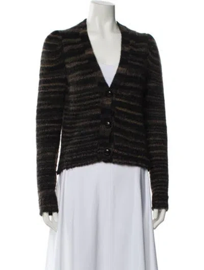 Pre-owned Veronica Beard Alpaca Striped Sweater In Brown