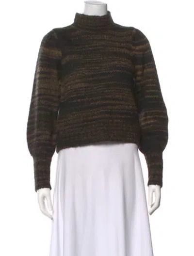 Pre-owned Veronica Beard Alpaca Striped Sweater In Green