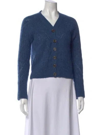 Pre-owned Veronica Beard Alpaca V-neck Sweater In Blue