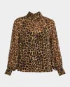 Veronica Beard Alyssa Leopard Silk Chiffon Blouse
