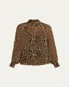 Veronica Beard Alyssa Leopard Silk Chiffon Blouse In Multi