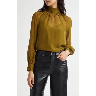 Veronica Beard Alyssa Silk Top In Green