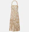 VERONICA BEARD AMALIA FLORAL LINEN-BLEND MIDI DRESS