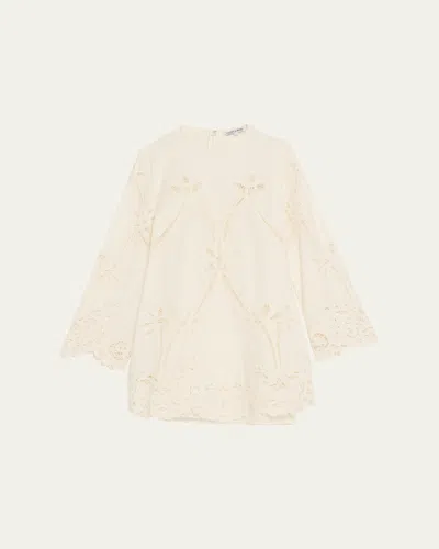 Veronica Beard Amberg Embroidered Mini Dress In Gray