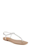 Veronica Beard Amelia T-strap Metallic Sandal In Silver