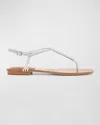 Veronica Beard Amelia Metallic Thong Slingback Sandals In Silver