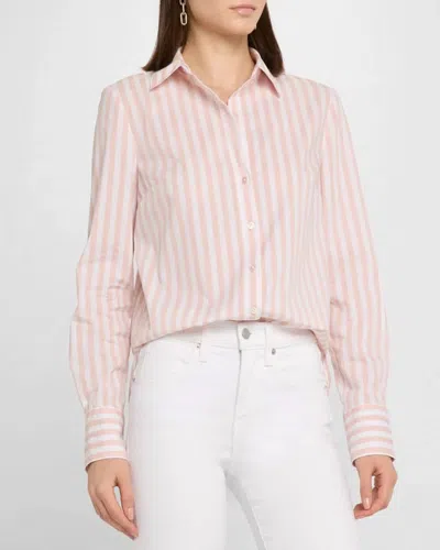 Veronica Beard Amelia Striped Cotton-blend Poplin Shirt In Purple