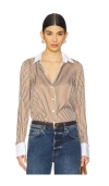 Veronica Beard Amelia Stripe Silk Blend Button-up Shirt In Neutral