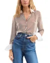 Veronica Beard Amelia Stripe Silk Blend Button-up Shirt In Whisky/off