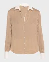 Veronica Beard Amelia Stripe Button-front Shirt In Neutral