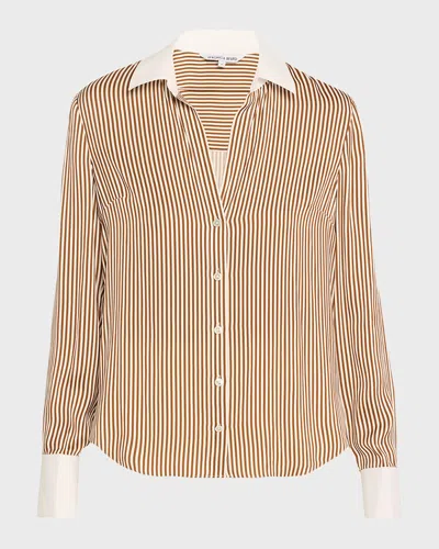 Veronica Beard Amelia Stripe Button-front Shirt In Neutral
