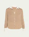 Veronica Beard Amelia Stripe Button-front Shirt In Whisky Off White