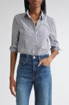 Veronica Beard Amelia Stripe Cotton Blend Button-up Shirt In Gray