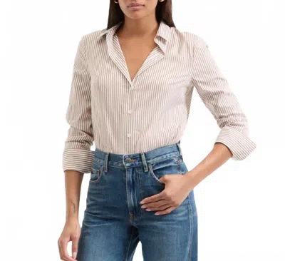 Veronica Beard Amelia Stripe Shirt In Wht/acorn In Neutral