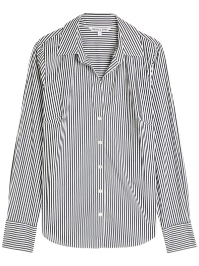 Veronica Beard Amelia Striped Cotton-poplin Shirt In White