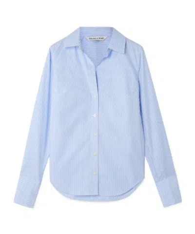 Veronica Beard Amelia Striped Cotton-poplin Shirt In Blue