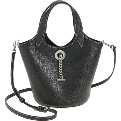 Veronica Beard Anchor Leather Top Handle Bag In Black