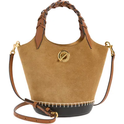 Veronica Beard Anchor Colorblock Leather Bucket Bag In Brown
