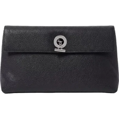 Veronica Beard Anchor Medium Pebbled Leather Clutch In Black