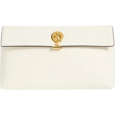 Veronica Beard Anchor Leather Clutch In White