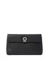 Veronica Beard Anchor Medium Pebbled Leather Clutch In Black