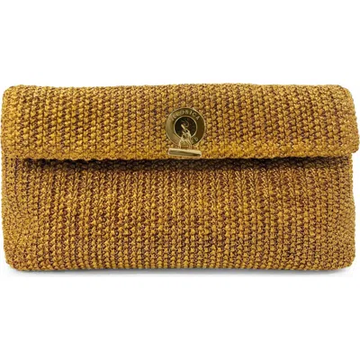 Veronica Beard Raffia Anchor Clutch Gold In Brown