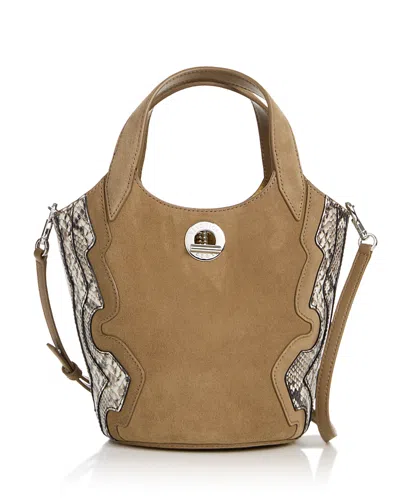 Veronica Beard Anchor Suede & Snake Embossed Leather Crossbody Bag In Brown