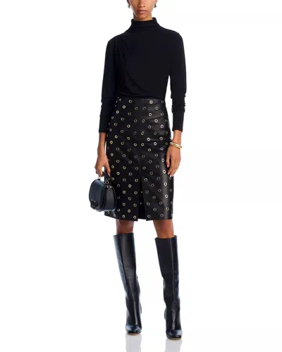 Veronica Beard Anderson Eyelet-embellished Leather Skirt In Multi