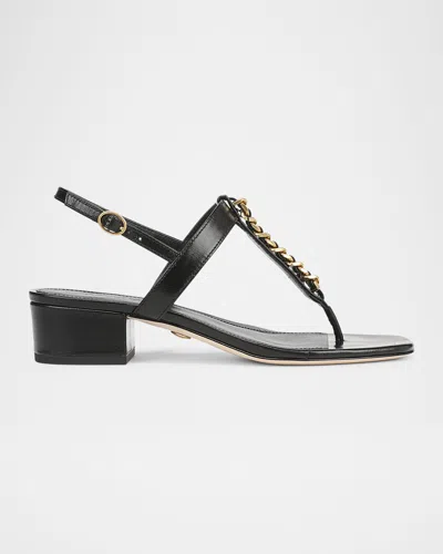 Veronica Beard Andie Leather Chain Slingback Sandals In Black