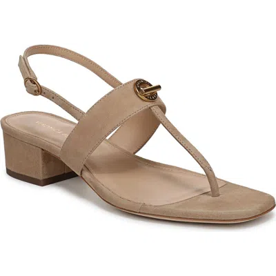 Veronica Beard Andie Toggle Suede Block-heel Slingback Sandals In Neutral