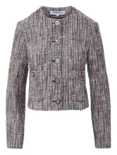 VERONICA BEARD ANDREA BUTTON-EMBELLISHMENT TWEED JACKET