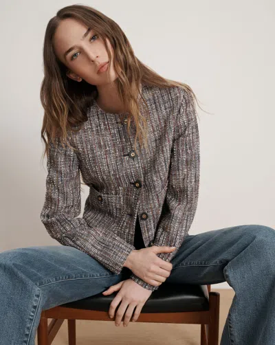 Veronica Beard Andrea Cotton Tweed Jacket In Brown