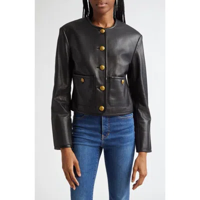 Veronica Beard Andrea Leather Jacket In Black
