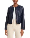 Veronica Beard Andrea Leather Jacket In Blue