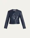 Veronica Beard Andrea Lambskin Leather Jacket In Blue