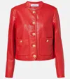Veronica Beard Andrea Button-down Leather Jacket In Red