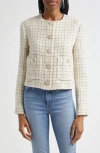 Veronica Beard Andrea Metallic Cotton-blend Tweed Jacket In Dove Gold