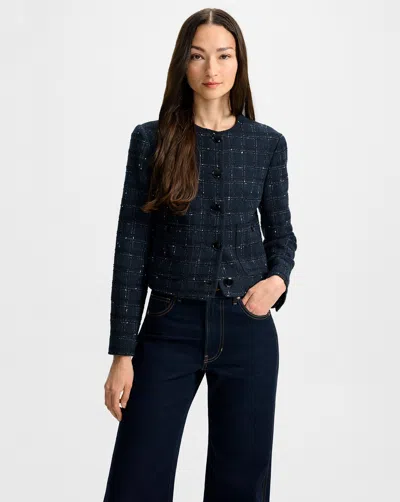 Veronica Beard Andrea Tweed Jacket In Blue