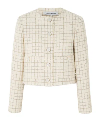 Veronica Beard Andrea Checked Metallic Tweed Jacket In Brown