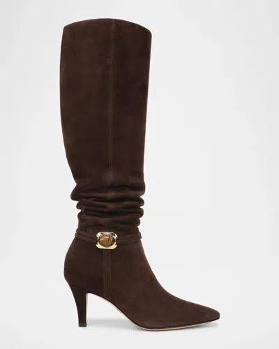 Veronica Beard Angeline 75mm Suede Boots In Brown