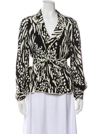 Pre-owned Veronica Beard Animal Print Biker Jacket In Multi