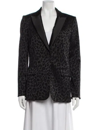 Pre-owned Veronica Beard Animal Print Blazer In Black