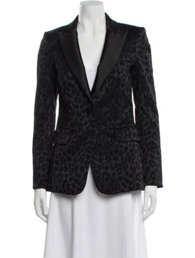 Pre-owned Veronica Beard Animal Print Blazer In Gray