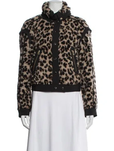 Pre-owned Veronica Beard Animal Print Bomber Jacket In Brown