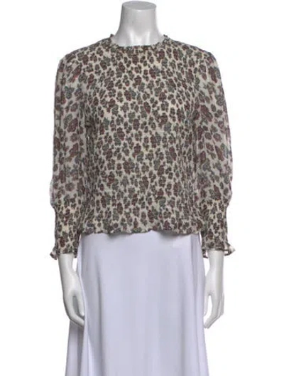 Pre-owned Veronica Beard Animal Print Crew Neck Blouse In Neutral