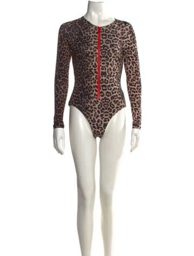 Pre-owned Veronica Beard Animal Print Crew Neck Bodysuit In Multicolor