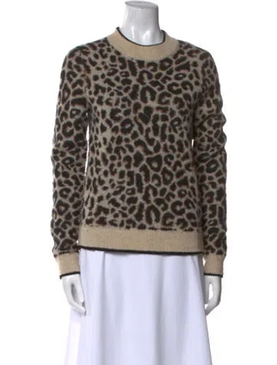 Pre-owned Veronica Beard Animal Print Crew Neck Sweater