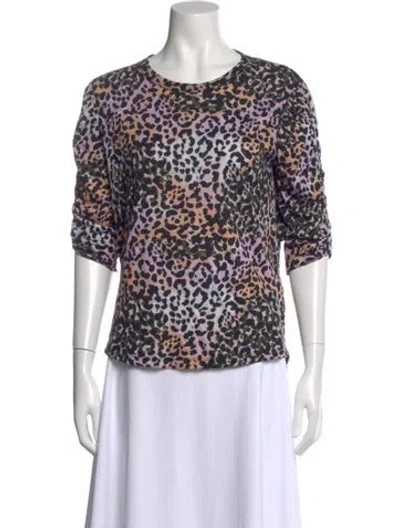 Pre-owned Veronica Beard Animal Print Crew Neck Sweater In Purple