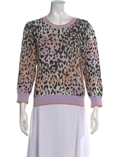 Pre-owned Veronica Beard Animal Print Crew Neck Sweater In Purple